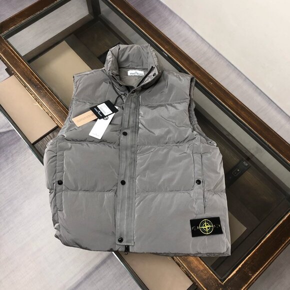 Stone Island Stand - Collar Down Vest Light Gray - Picture 2 of 7